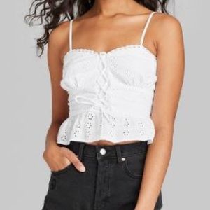 Women's Strappy Lace-Up Peplum Tank Top - Wild Fable™